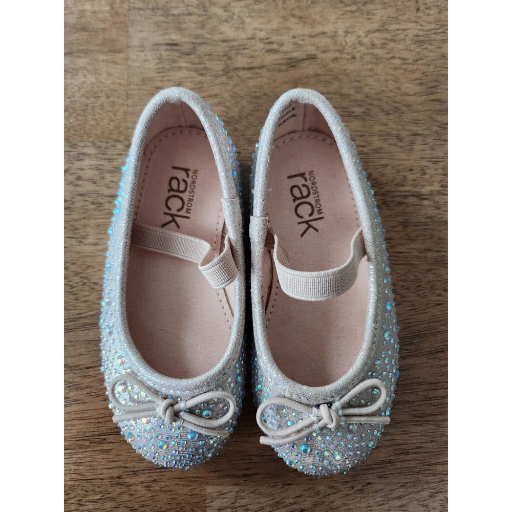 Nordstrom Rack Girl's Silver Glitter Ballet Flats Shoes Size 5 Toddler